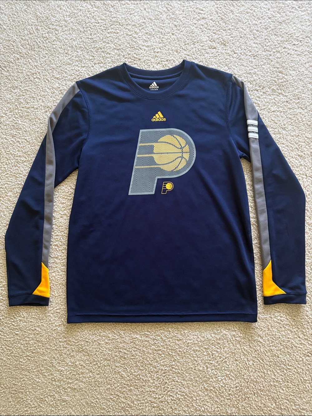 adidas Navy & Yellow Indiana Pacers Long-Sleeve Tee